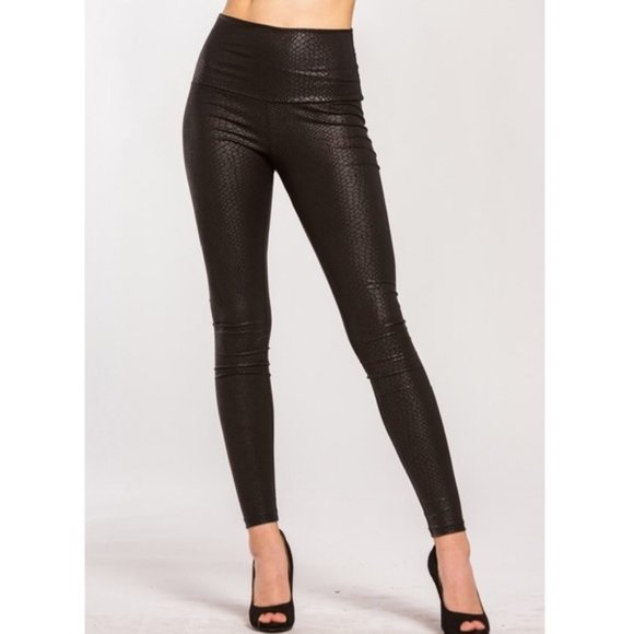 NEW Faux Leather Snakeskin Leggings - Picture 5 of 7